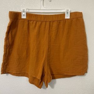 Mustard Muslin blend shorts